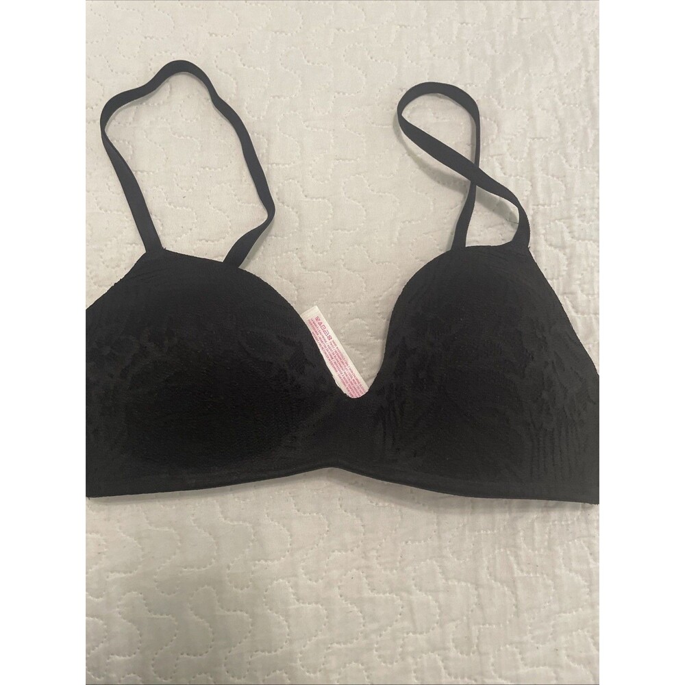 Victoria's Secret Very Sexy No-Wire Wireless Bra Black Small Adj Straps Lined